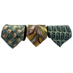 J. Garcia 3 Tie Lot Geometric Abstract Arched Pattern Silk Men's Neckties
